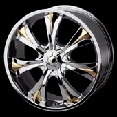 Gold facet included with chrome Mirage rims. Chrome facet included with black Mirage.